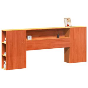 vidaXL Cabecero de cama almacenaje madera maciza pino marr&oacute;n 200 cm