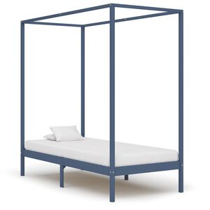 vidaXL Cama con dosel sin colch&oacute;n madera maciza gris 100x200 cm