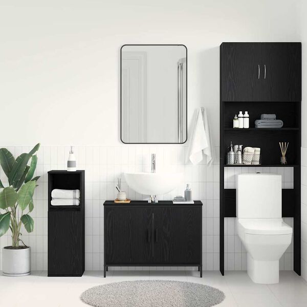 vidaXL Mueble de lavabo para ba&ntilde;o Roble Negro 80 x 30 x 60 cm