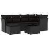 vidaXL Set de comedor de jard&iacute;n 7 pzas y cojines rat&aacute;n sint&eacute;tico negro