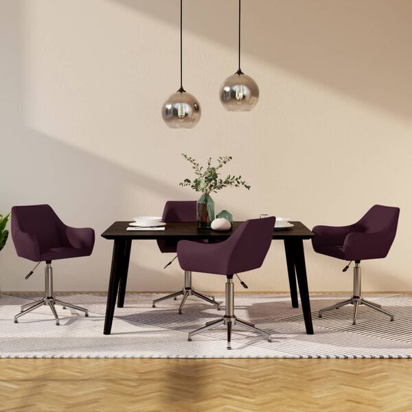 vidaXL Sillas de comedor giratorias 4 unidades tela morada