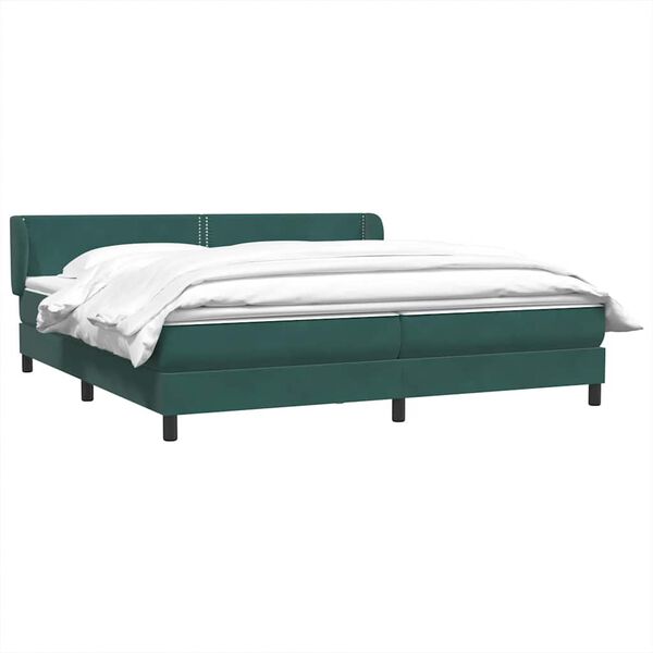 vidaXL Cama box spring con colchones terciopelo verde oscuro 200x210cm