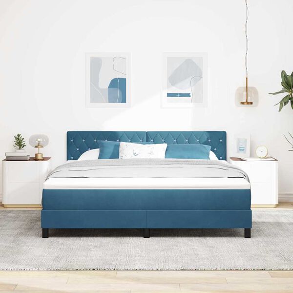 vidaXL Cama tipo Box Spring Azul Oscuro 180 x 200 cm Terciopelo
