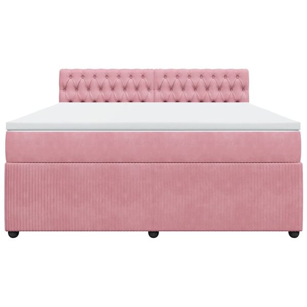 vidaXL Cama box spring con colch&oacute;n terciopelo rosa 180x200 cm