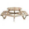 vidaXL Mesa de picnic hexagonal 6 ni&ntilde;os agujero sombrilla madera abeto
