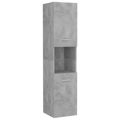 vidaXL Armario de baño madera contrachapada gris hormigón 30x30x130 cm