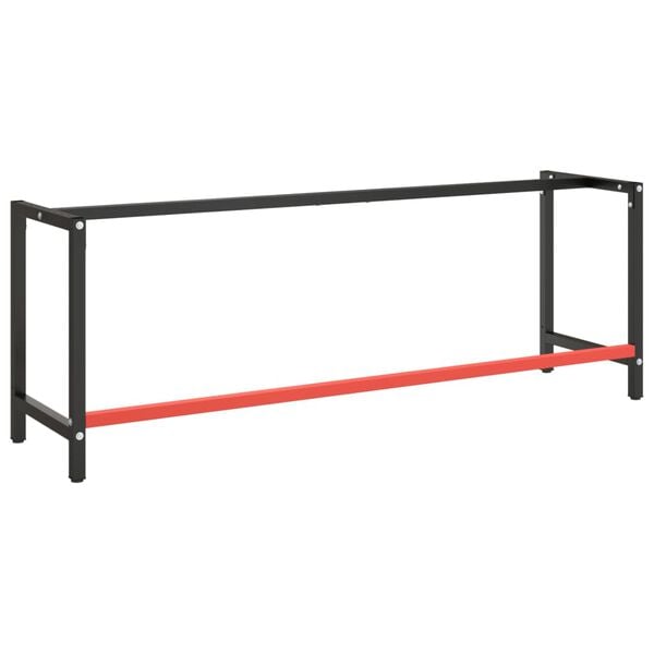 vidaXL Estructura banco de trabajo metal negro y rojo mate 220x57x79cm