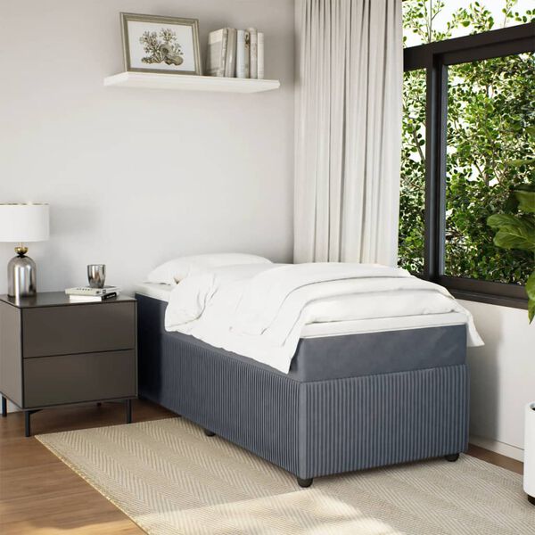 vidaXL Cama box spring con colchón terciopelo gris oscuro 90x190 cm