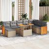 vidaXL Set sof&aacute;s jard&iacute;n y cojines 9 pzas rat&aacute;n sint&eacute;tico acacia beige