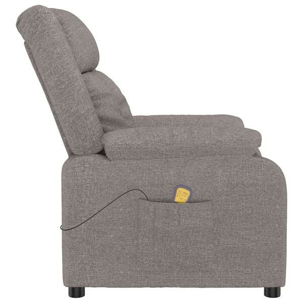 vidaXL Sillón de masaje reclinable de tela gris taupé