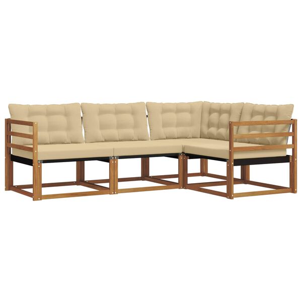 vidaXL Conjunto de sof&aacute;s de exterior con coj&iacute;n 4 pcs Natural y Beige