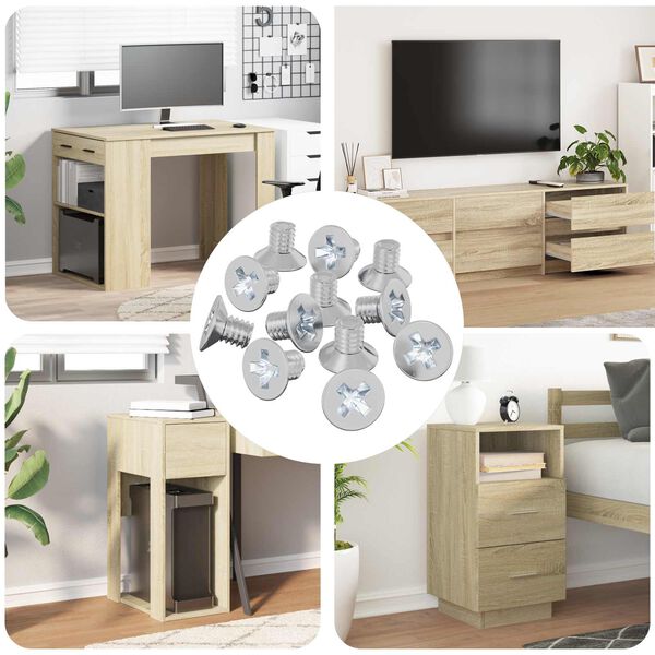 vidaXL Tornillos de Cabeza Avellanada 12 pcs Plateado M4 x 6 mm Hierro