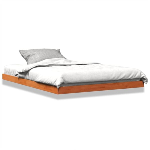 vidaXL Estructura de cama sin colchón madera maciza marrón 135x190 cm