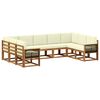 vidaXL Conjunto de sof&aacute;s de exterior 9 uds. 9 plaza Natural y Crema