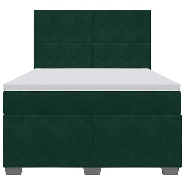 vidaXL Cama box spring con colch&oacute;n terciopelo verde oscuro 160x200 cm