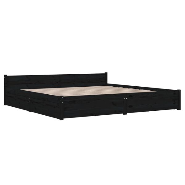 vidaXL Estructura de cama con cajones negro 180x200 cm