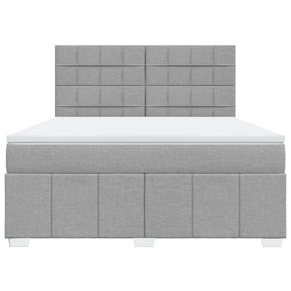 vidaXL Cama box spring con colch&oacute;n tela gris claro 180x200 cm