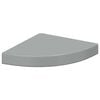 vidaXL Estante flotante de esquina gris con brillo MDF 25x25x3,8 cm