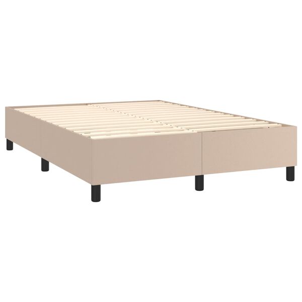 vidaXL Cama box spring con colch&oacute;n cuero sint&eacute;tico capuchino 140x190cm