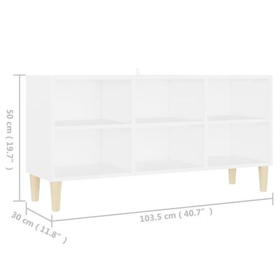 vidaXL Mueble de TV patas de madera maciza blanco 103,5x30x50 cm