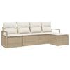 vidaXL Juego de Sof&aacute; 5 uds. Beige y Crema rat&aacute;n sint&eacute;tico