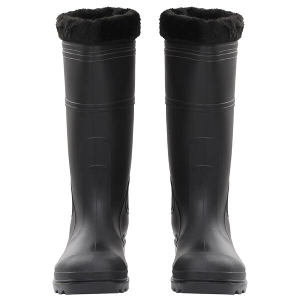 vidaXL Botas de agua con calcetines extra&iacute;bles negro n&uacute;mero 46 PVC