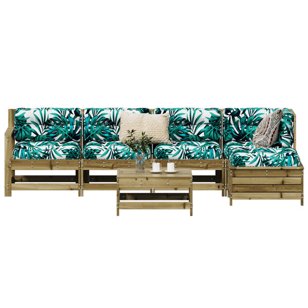 vidaXL Juego de sof&aacute;s de jard&iacute;n 6 piezas madera de pino impregnada