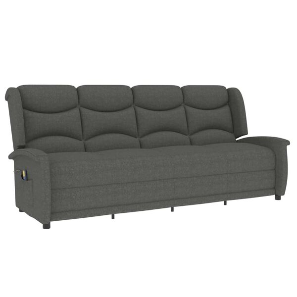 vidaXL Sill&oacute;n de masaje reclinable 4 plazas tela gris claro