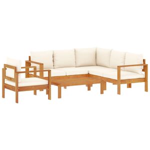vidaXL Set de sof&aacute;s de jard&iacute;n con cojines 5 pzas madera maciza acacia