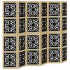 vidaXL Biombo separador 6 paneles madera maciza Paulownia marr&oacute;n negro
