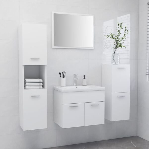 vidaXL Conjunto de muebles de ba&ntilde;o aglomerado blanco