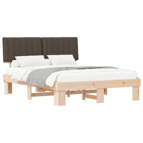 vidaXL Estructura de Cama con Cabecera Tapizada Taup&eacute; 150 x 200 cm