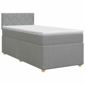 vidaXL Cama box spring con colch&oacute;n Gris Claro 90 x 190 cm Tela