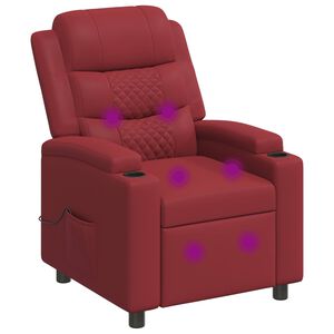 vidaXL Sill&oacute;n de masaje reclinable Rojo vino 75 x 93 x 98 cm Tela