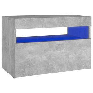 vidaXL Mesita de noche con LED contrachapada gris hormig&oacute;n 60x35x40 cm
