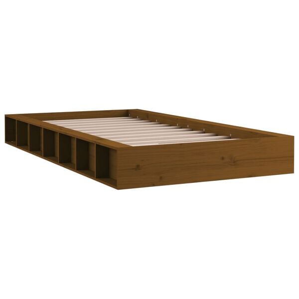 vidaXL Estructura cama individual madera maciza marr&oacute;n miel 75x190 cm