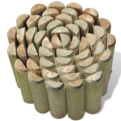 vidaXL Rollo de troncos borde de jardín 3 uds madera 250x20 cm
