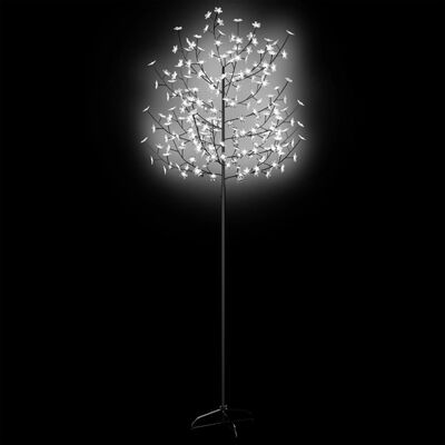 vidaXL Árbol de Navidad 220 LEDs luz blanca fría flores de cerezo 220 cm