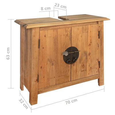 vidaXL Armario tocador cuarto de baño madera reciclada pino 70x32x63cm