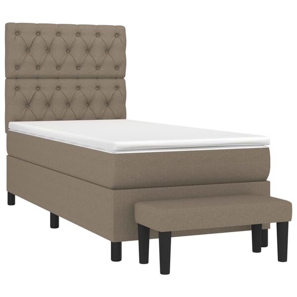 vidaXL Cama box spring con colch&oacute;n tela gris taupe 80x200 cm