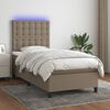 vidaXL Cama box spring colch&oacute;n y luces LED tela gris taupe 100x200 cm