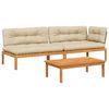 vidaXL Set de sof&aacute;s de palets de jard&iacute;n y cojines 3 pzas madera acacia