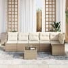 vidaXL Conjunto de sof&aacute; de jard&iacute;n 7 pcs Beige rat&aacute;n sint&eacute;tico