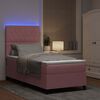 vidaXL Cama Box Spring LED con colch&oacute;n Rosa 100 x 200 cm tela