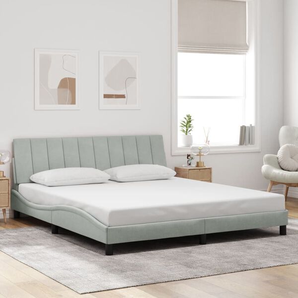 vidaXL Estructura de cama sin colch&oacute;n Hanko terciopelo gris claro 180x200 cm