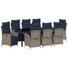vidaXL Conjunto de Comedor de Jard&iacute;n 9 uds. Gris y Negro Rat&aacute;n