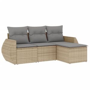 vidaXL Juego de sof&aacute;s jard&iacute;n con cojines 4 pzas rat&aacute;n sint&eacute;tico beige