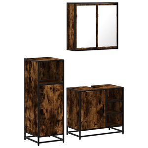 vidaXL Set de muebles ba&ntilde;o 3 pzas madera contrachapada roble ahumado