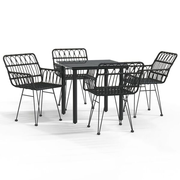 vidaXL Juego de comedor de jardín 5 piezas ratán sintético negro
