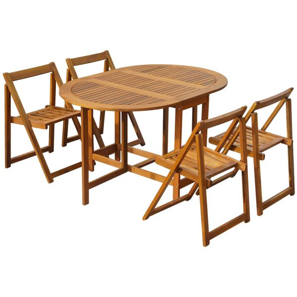 vidaXL Set comedor de jard&iacute;n plegable 5 piezas madera maciza de acacia